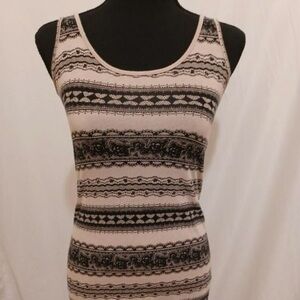 BP Black & Cream Lace Design Women's Tank Top